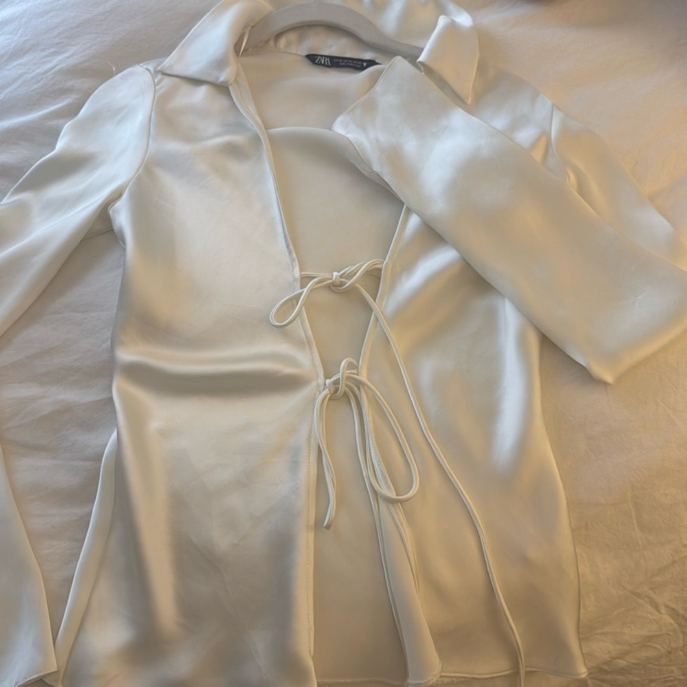 long sleeve zara tie top